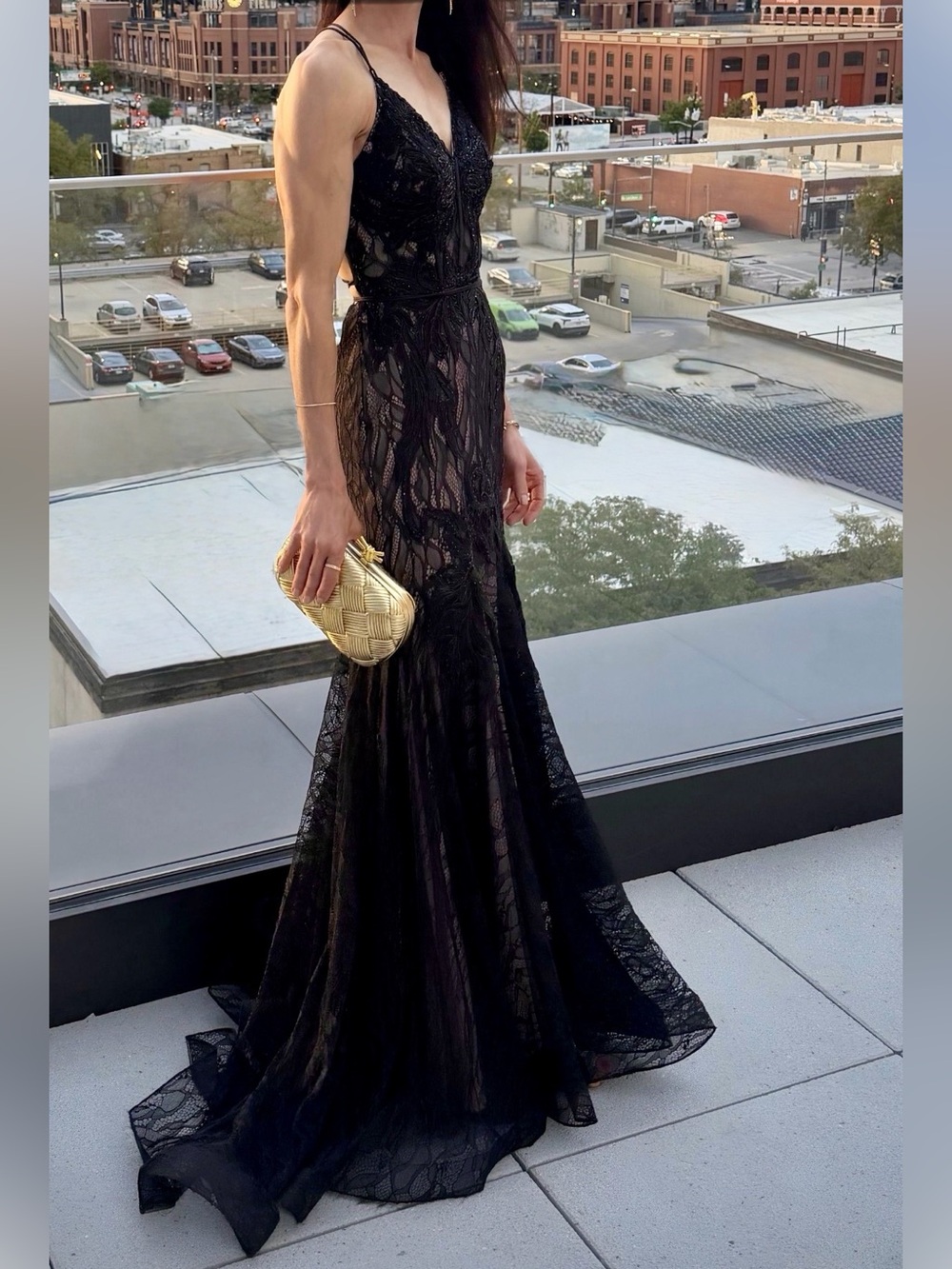 Elegant Black Lace Evening Gown